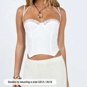 White Lace Trim Corset Top